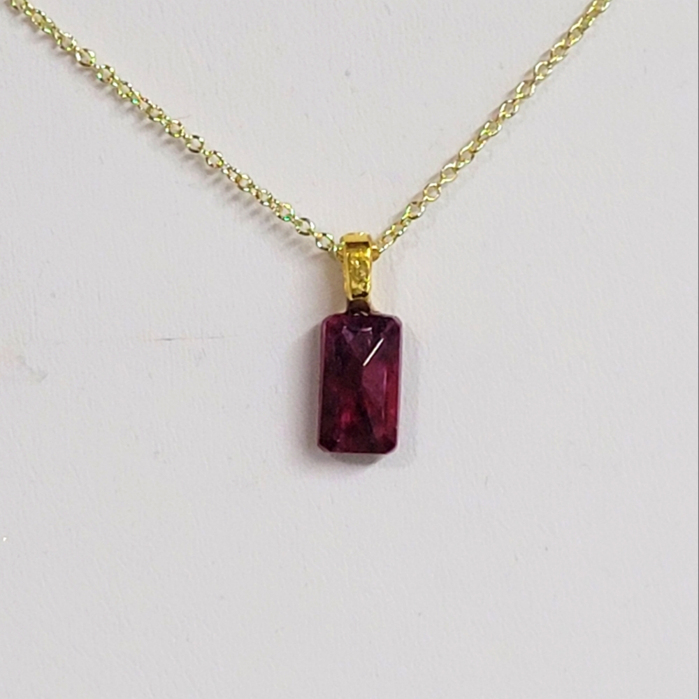 18kgp 1ct Natural Faceted Garnet Handmade Necklace